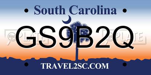 GS9B2Q South Carolina License Plate