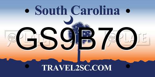 GS9B7O South Carolina License Plate