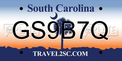 GS9B7Q South Carolina License Plate