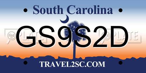 GS9S2D South Carolina License Plate