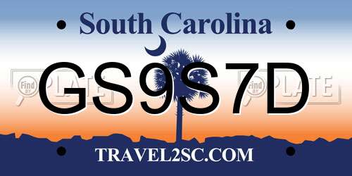 GS9S7D South Carolina License Plate