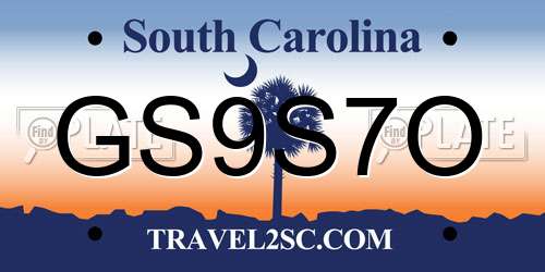 GS9S7O South Carolina License Plate