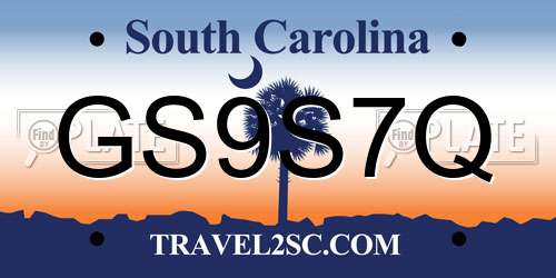GS9S7Q South Carolina License Plate
