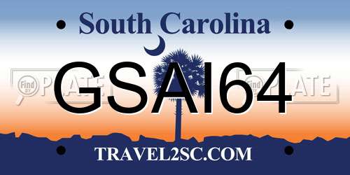GSAI64 South Carolina License Plate