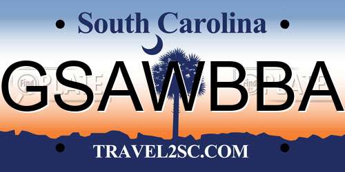 GSAWBBA South Carolina License Plate