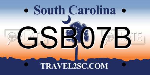 GSB07B South Carolina License Plate