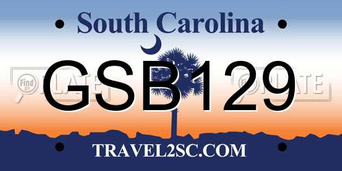 GSB129 South Carolina License Plate