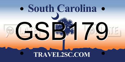 GSB179 South Carolina License Plate