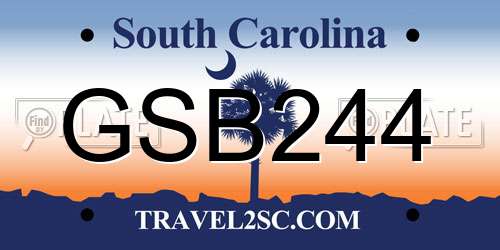 GSB244 South Carolina License Plate