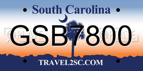 GSB7800 South Carolina License Plate