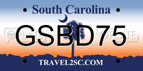 GSBD75 South Carolina License Plate