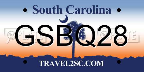 GSBQ28 South Carolina License Plate