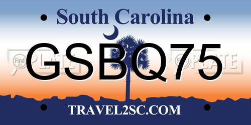 GSBQ75 South Carolina License Plate