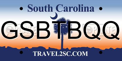 GSBTBQQ South Carolina License Plate