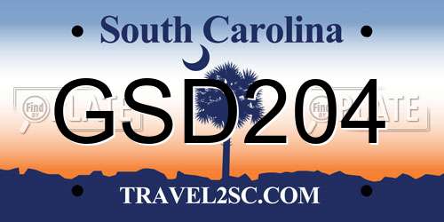 GSD204 South Carolina License Plate