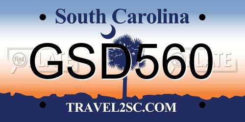 GSD560 South Carolina License Plate