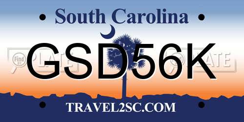 GSD56K South Carolina License Plate