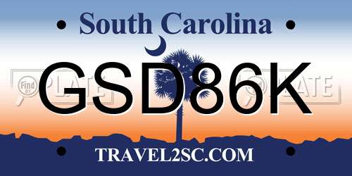 GSD86K South Carolina License Plate