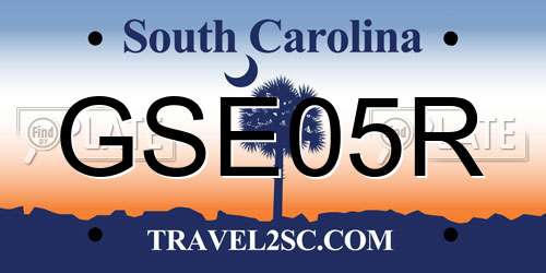 GSE05R South Carolina License Plate