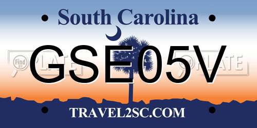 GSE05V South Carolina License Plate