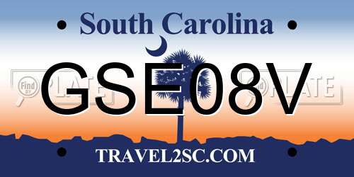 GSE08V South Carolina License Plate