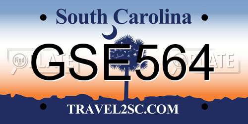 GSE564 South Carolina License Plate