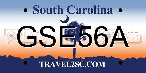 GSE56A South Carolina License Plate