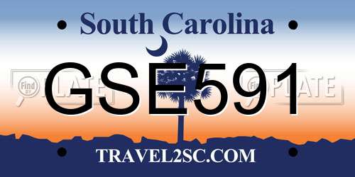 GSE591 South Carolina License Plate