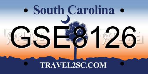 GSE8126 South Carolina License Plate