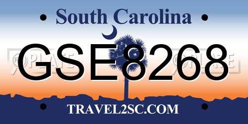 GSE8268 South Carolina License Plate