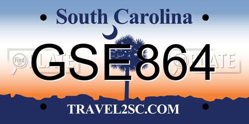 GSE864 South Carolina License Plate
