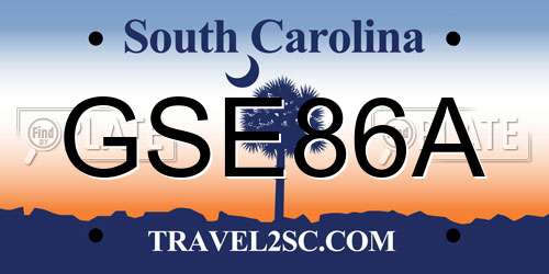 GSE86A South Carolina License Plate