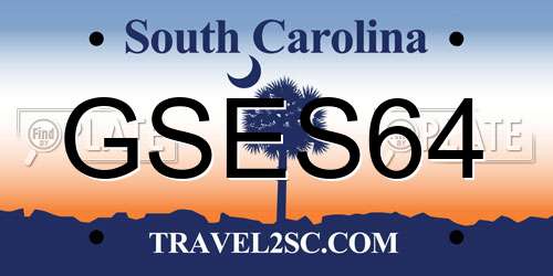 GSES64 South Carolina License Plate