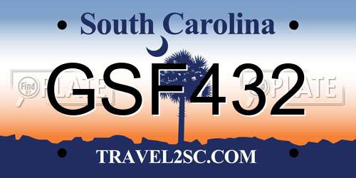 GSF432 South Carolina License Plate
