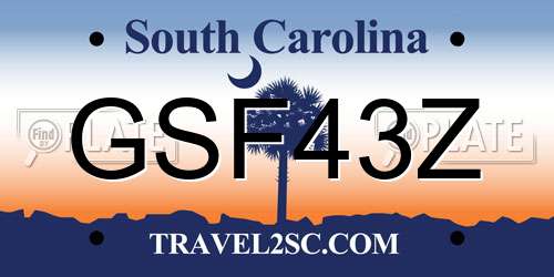 GSF43Z South Carolina License Plate