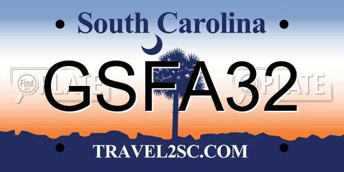 GSFA32 South Carolina License Plate