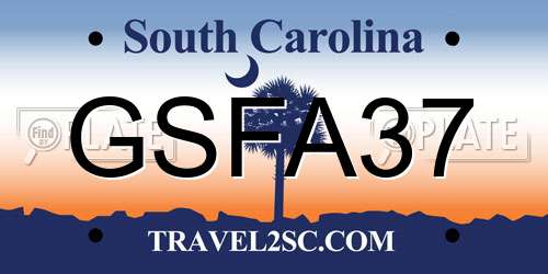 GSFA37 South Carolina License Plate