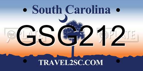 GSG212 South Carolina License Plate