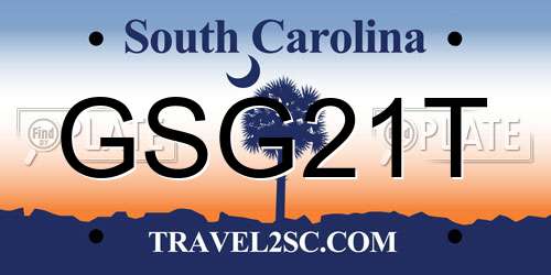 GSG21T South Carolina License Plate
