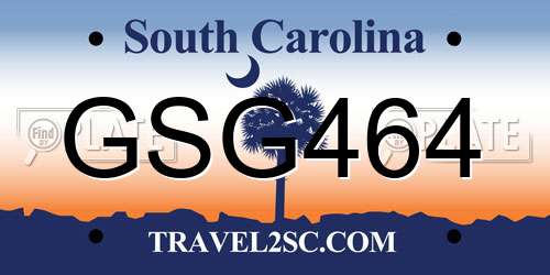 GSG464 South Carolina License Plate