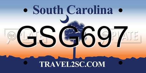 GSG697 South Carolina License Plate