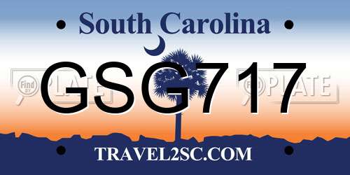 GSG717 South Carolina License Plate