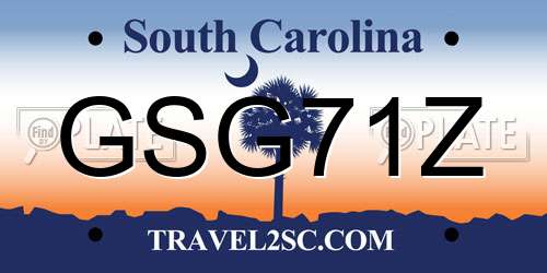 GSG71Z South Carolina License Plate