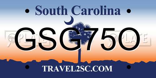 GSG75O South Carolina License Plate