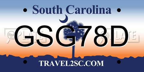 GSG78D South Carolina License Plate