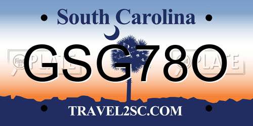 GSG78O South Carolina License Plate