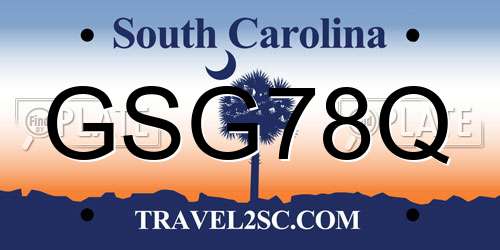 GSG78Q South Carolina License Plate