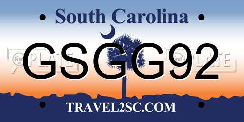 GSGG92 South Carolina License Plate