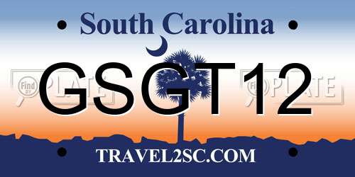 GSGT12 South Carolina License Plate