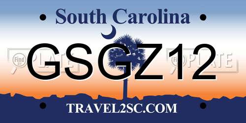 GSGZ12 South Carolina License Plate
